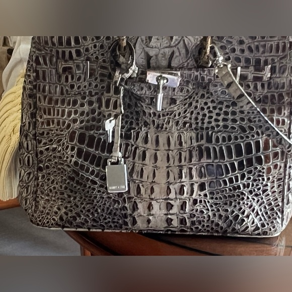 Brazilian Crocodile Embossed Handbag with Lock - Picture 2 of 11